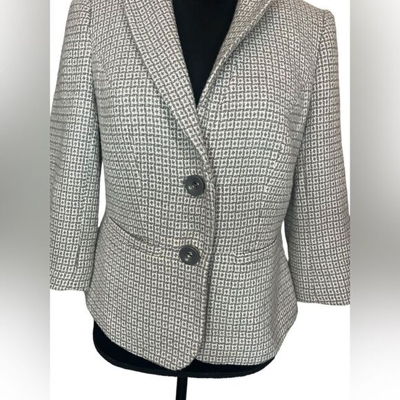 THE LIMITED WOMENS 3/4 SLEEVE BUSINESS BLAZER JACKET GRAY & WHITE SIZE MEDIUM - Picture 10 of 11